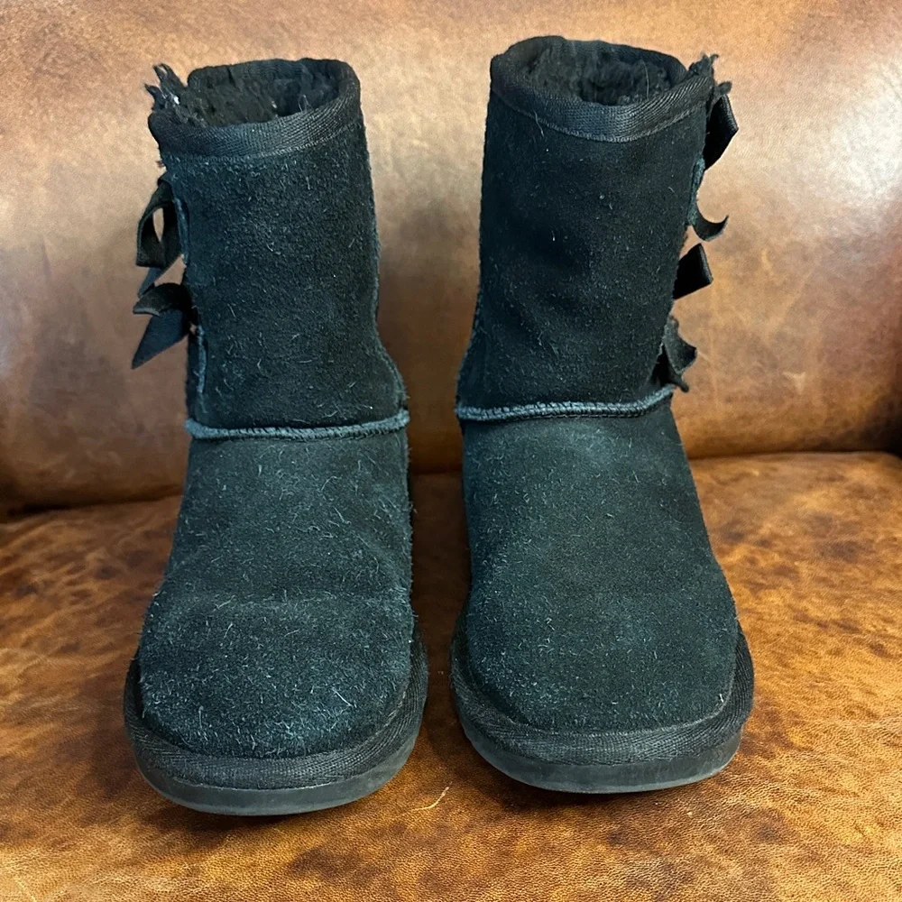 Koolaburra by Ugg Black Suede Boots with Bow Accent